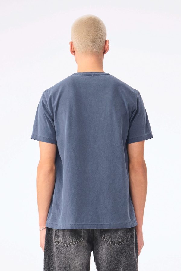 Fe d aqui washed navy - espalda Camiseta cristiana Fe d'aquí azul lavado, vista de espalda