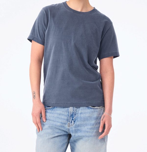 Fe d aqui washed navy - frontal mujer Camiseta cristiana Fe d'aquí azul lavado para mujer, vista frontal