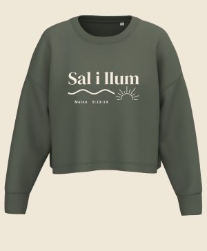 Sal i llum - mockup tamano uniforme Sudadera cristiana Sal i llum, Mateo 5:13-14 - colección GRÀCIA