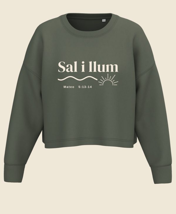Sal i llum - mockup tamano uniforme Sudadera cristiana Sal i llum, Mateo 5:13-14 - colección GRÀCIA