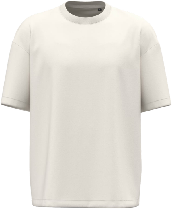 Camiseta GRÀCIA en algodón orgánico color crudo, vista frontal sobre fondo transparente